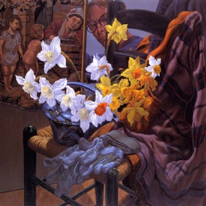 Jack Beal - Self Portrait with Daffodils