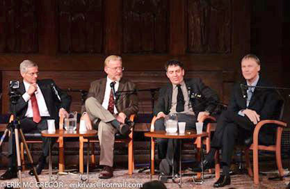L to R, Lou Allstadt, Jerry Acton, Brian Brock and Chip Northrup. Photo, Courtesy New York Society for Ethical Culture.