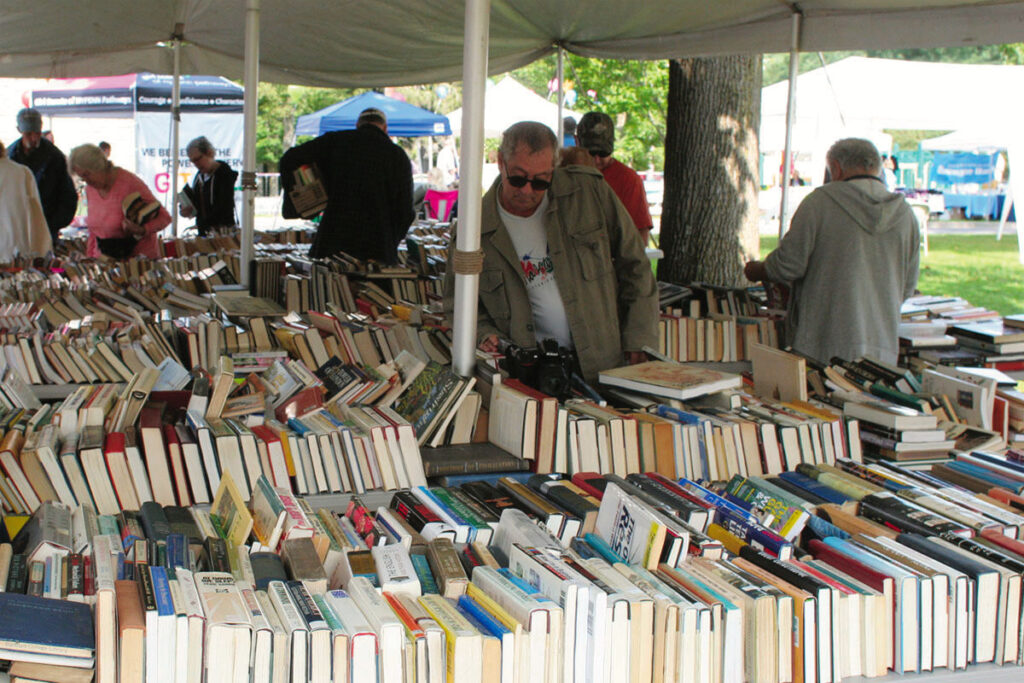 browsing at the Franklin Free Library annual book sale