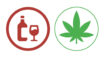 wine glass and marijuana leaf